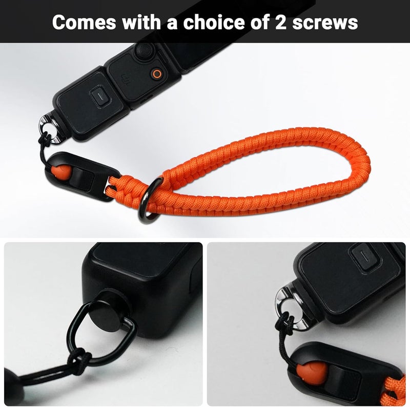 CYNOVA DJI Osmo Pocket 3 Accessories, Adjustable Nylon Hand Wrist Straps Lanyard with a 1/4" Screw, For Insta360 Selfie Stick, Go pro/Xtra Muse, Nikon Canon Sony Samsung Dslr Cameras, orange - Image 5
